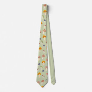 Cottagecore Colourful Mushrooms Pattern Tie