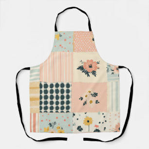 Cottagecore Coral Pastel Floral Patchwork Quilt Apron