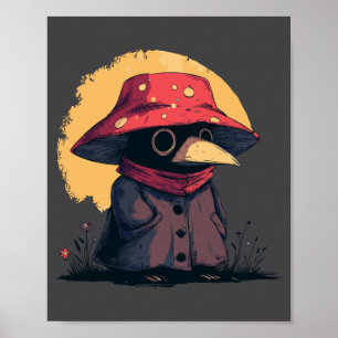 Cottagecore Cute Chubby Plague Doctor Mushroom Hat Poster