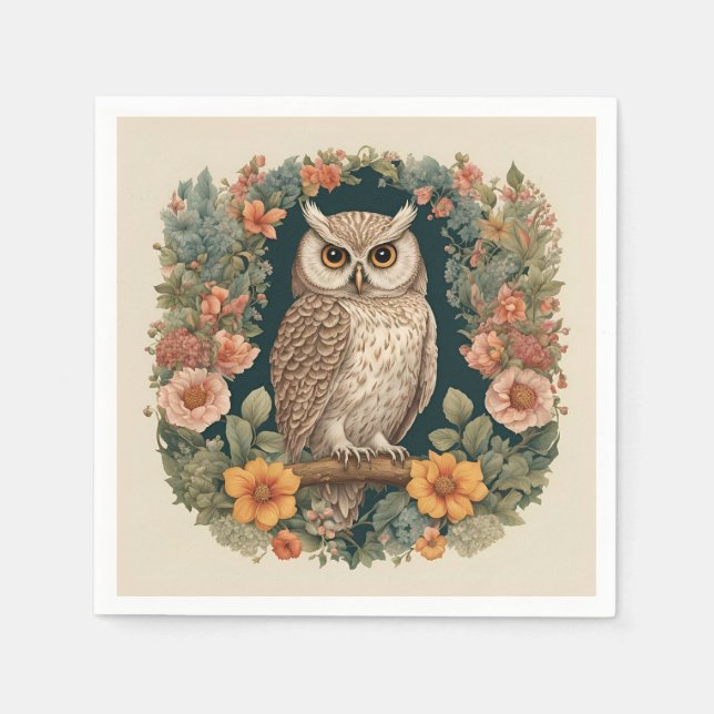 Cottagecore Cute Owl Napkin (Front)