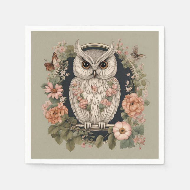 Cottagecore Cute Owl Napkin (Front)