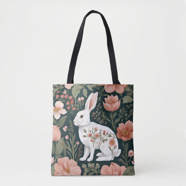 Cottagecore Cute Rabbit Tote Bag (Front)
