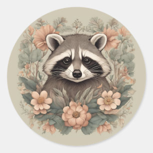 Cottagecore Cute Racoon Classic Round Sticker