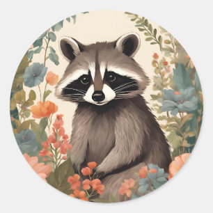 Cottagecore Cute Racoon Classic Round Sticker