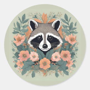 Cottagecore Cute Racoon Classic Round Sticker