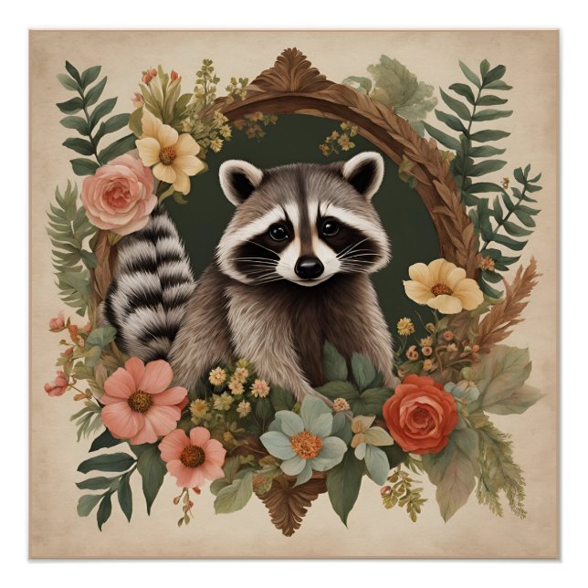 Cottagecore Cute Racoon Poster (Front)