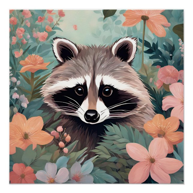 Cottagecore Cute Racoon Poster (Front)