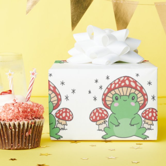cottagecore cute toad wrapping paper (Birthday Party)