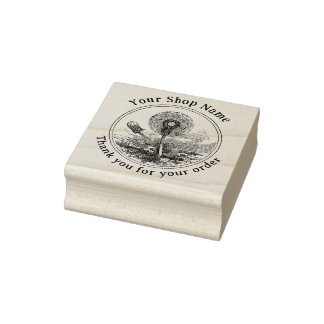 Cottagecore Dandelion Template Small Business Rubber Stamp