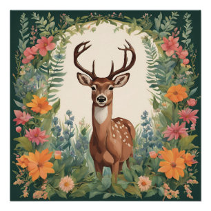 Cottagecore Deer Poster