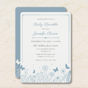 Cottagecore Dusty Blue Baby Sprinkle Invitation