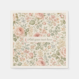 Cottagecore Dusty Rose Sage Green Floral Garden Napkin