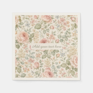 Cottagecore Dusty Rose Sage Green Floral Garden Napkin