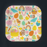 cottagecore easter chicken garden bird eggs paper plate<br><div class="desc">chicken, sheep, lamb, chick, easter chick, bird, cottagecore ,  easter,  spring,  eggs, easter eggs,  whimsical, flowers,  nature,  garden,  colorful,  cute</div>