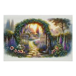 Cottagecore Enchanted Garden Pathway Poster