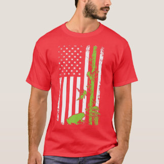 Cottagecore Esthetic US American Flag Frog Mushro T-Shirt