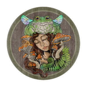 Cottagecore Fairy Frog Cutting Board