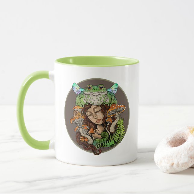 Cottagecore Fairy Frog Mug (With Donut)
