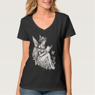 Cottagecore Fairy Reading Book Librarian Bookworm  T-Shirt