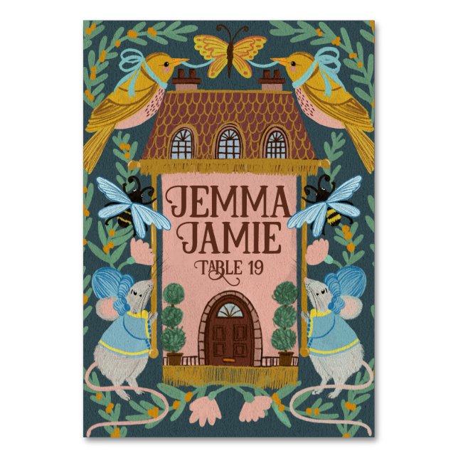 Cottagecore Fairytale Wedding Table Card (Front)