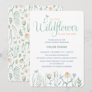 Cottagecore Fall Wildflower Watercolor Baby Shower Invitation