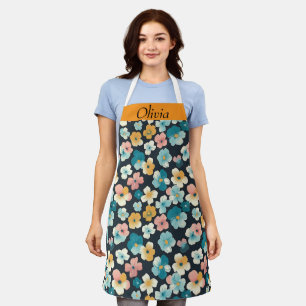 Cottagecore Floral Apron in Blue and Yellow – Vint