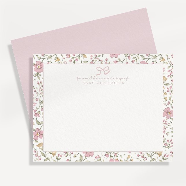 Cottagecore floral border nursery note card (Creator Uploaded)
