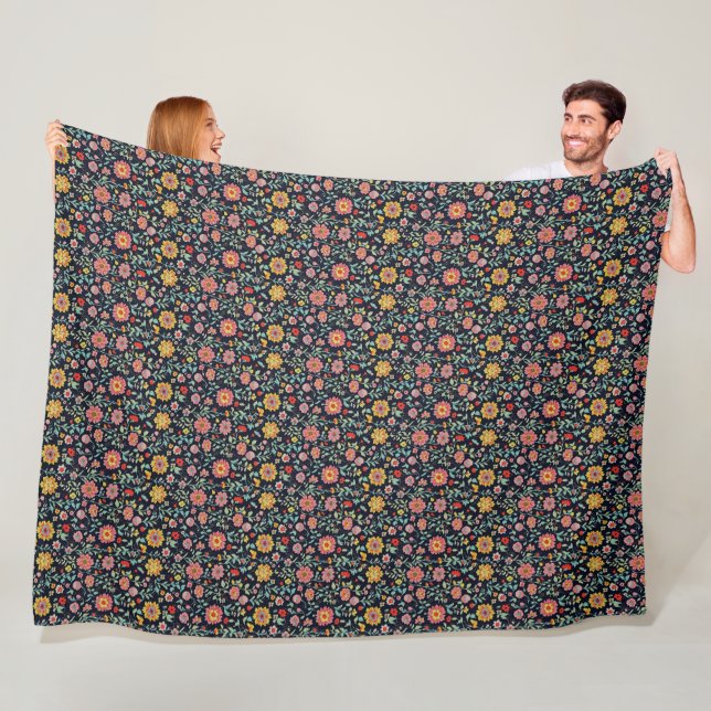 Cottagecore Floral Fleece Blanket (In Situ)