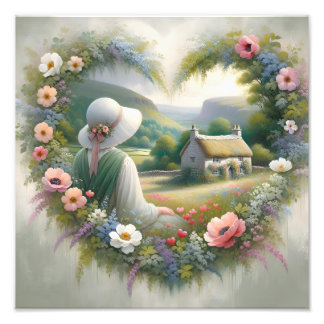 Cottagecore Floral Heart Countryside Cottage Photo Print