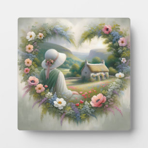 Cottagecore Floral Heart Countryside Cottage  Plaque
