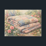 Cottagecore Floral Patchwork Quilt Watercolor<br><div class="desc">A dreamy cottagecore scene unfolds through soft watercolor brushstrokes, featuring a vintage-inspired patchwork quilt surrounded by blooming garden florals. Gentle pastel hues of blush pink, dusty blue, sage green, and buttery cream create a soothing, nostalgic palette that feels both whimsical and serene. The composition evokes cosy countryside charm, blending shabby...</div>