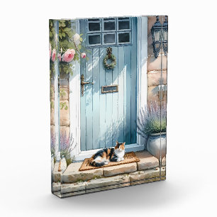 Cottagecore Floral Porch with Calico Cat Photo Block