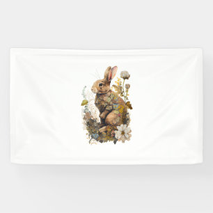 Cottagecore Floral Rabbit Cute Woodland Aesthetic Banner