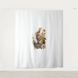 Cottagecore Floral Rabbit Cute Woodland Aesthetic Tapestry