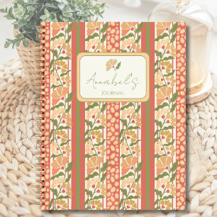 Cottagecore Floral Striped Personalised Notebook