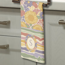 Cottagecore Floral Towel – Customize with Initial