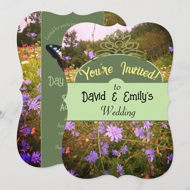 Cottagecore Flower Meadow Wedding Invites (Front/Back)