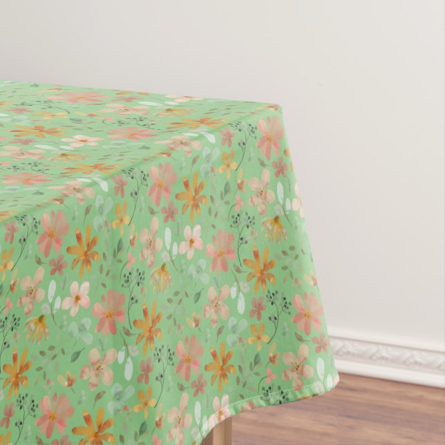 Cottagecore flower thanksgiving green tablecloth (In Situ)