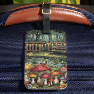 Cottagecore Forest Scene Whimsical Mushrooms Luggage Tag