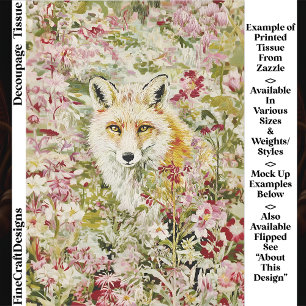 Cottagecore Fox, Wildflower Meadow EX4R Decoupage Tissue Paper