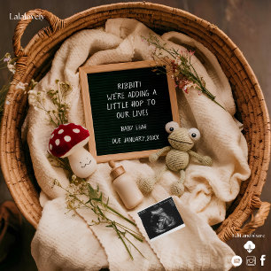 Cottagecore Frog & Mushroom Pregnancy Announcement