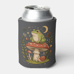 Cottagecore Frog Mushroom Toadstool Moon Forest  Can Cooler