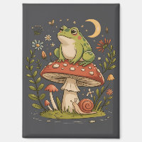 Cottagecore Frog Mushroom Toadstool Moon Forest