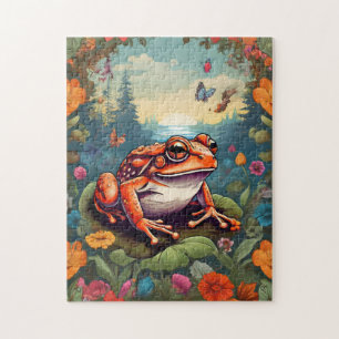 Cottagecore Frog Puzzle - Psychedelic Jigsaw