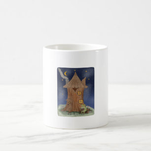 Cottagecore Frog Reading in Whimsical Tree House Coffee Mug