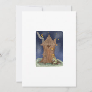 Cottagecore Frog Reading in Whimsical Tree House Invitation