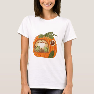 Cottagecore Frog Tea Party in Pumpkin House Art T-Shirt