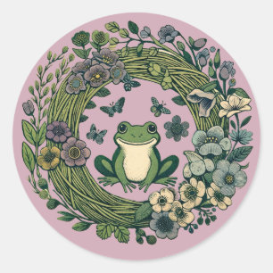 Cottagecore Frog Wildflowers                       Classic Round Sticker
