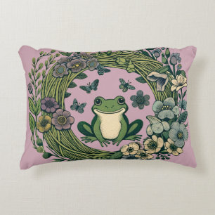 Cottagecore Frog Wildflowers                       Decorative Cushion