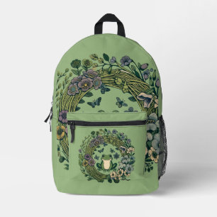 Cottagecore Frog Wildflowers Printed Backpack